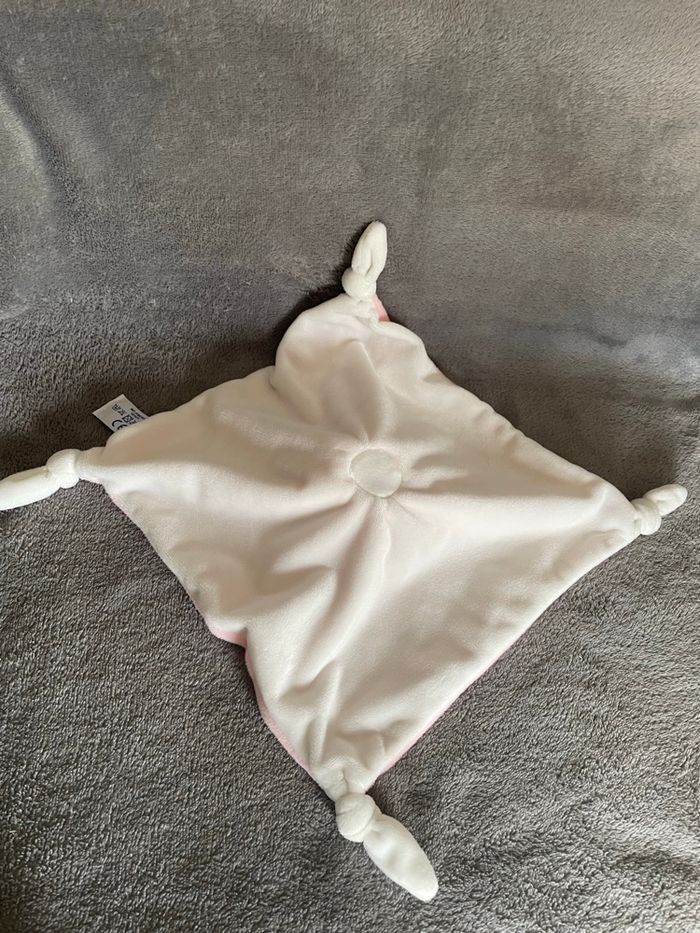 Doudou plat lapin chien rose et blanc coeur Sandy - photo numéro 2