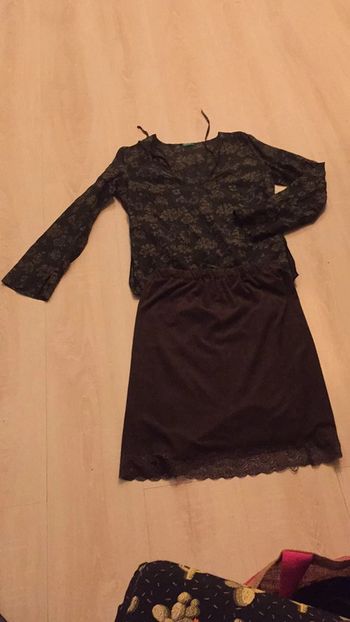 Ensemble jupe droite et blouse benetton