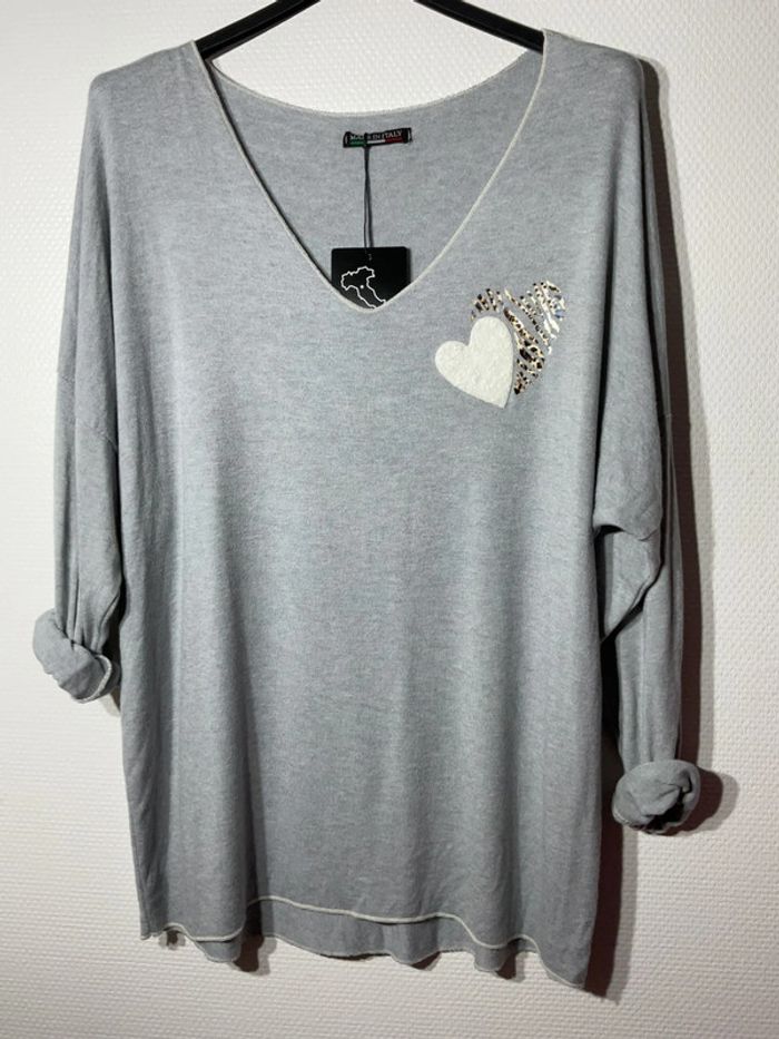 Pull « double cœurs » femme taille unique (36-44)- vivichy - neuf ave étiquette