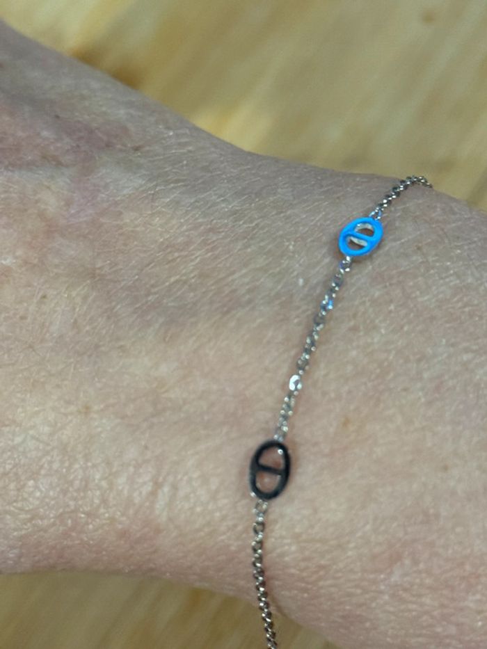 Bracelet réglable acier inoxydable argent petit maillons farandole - photo numéro 4