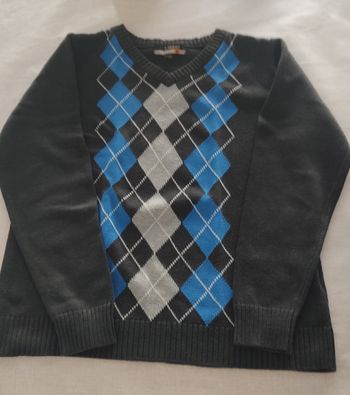 Pull garçon T-TRAXX 10 ans noir motif losanges