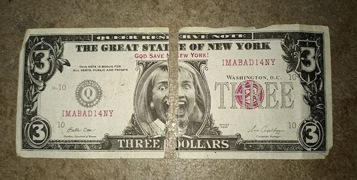 Collector Satirique Rare ! Billet "Trois Dollars" Hilary Clinton - Années 90 - photo numéro 4