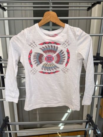 T-shirt manches longues blanc et multicolore taille 10 ans