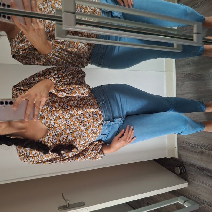 Blouse bohème fleurie multicolore – manches longues, col en V – Taille S/M - Only - photo numéro 4