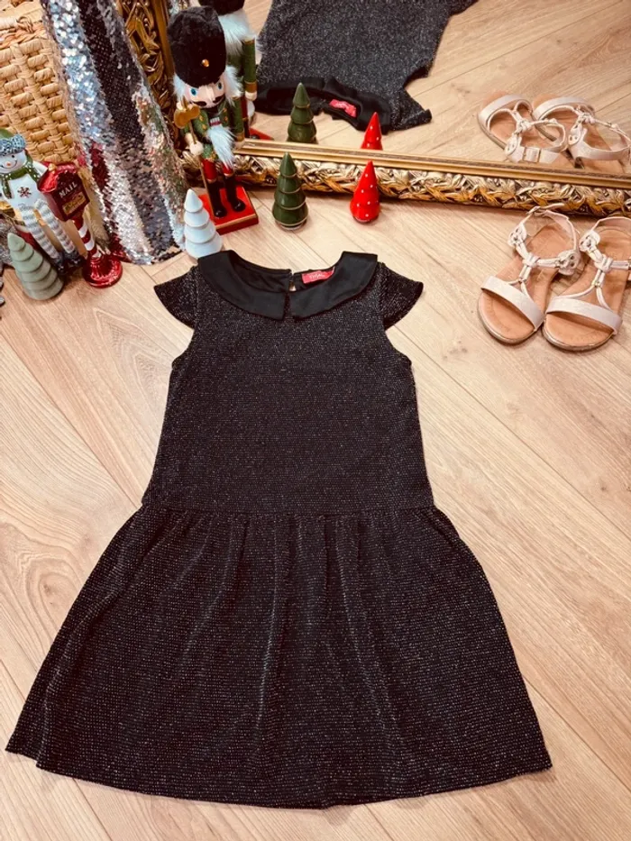 Taille 8 ans robe fête fille Tissaia noire argenté * scintillante * 🎄 - photo numéro 1