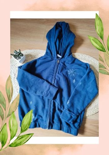 Gilet zippé à capuche reine des neiges 2 taille 5-6 ans en très bon état