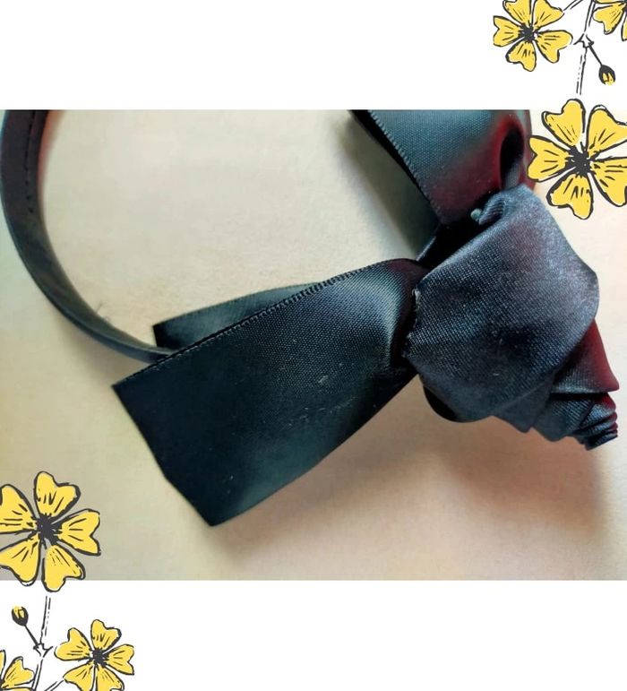 Serre-tête noir élégant avec nœud en satin façon rose – Style chic intemporel - photo numéro 4