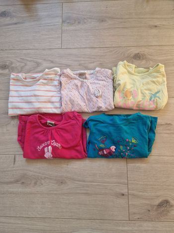 Lot de 5 T-shirts bébé fille manches longues 12 mois