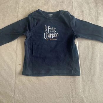 👕 T-shirt bleu Kiabi "Le Petit Champion" 👕