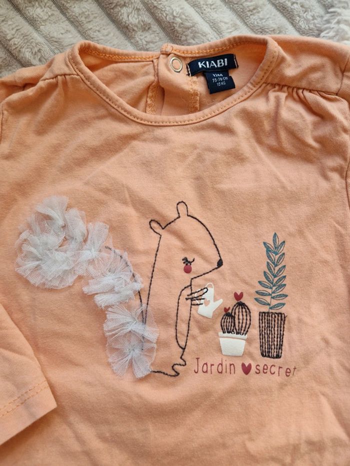 Ensemble veste t-shirt et jean beige bébé fille Tao - photo numéro 2