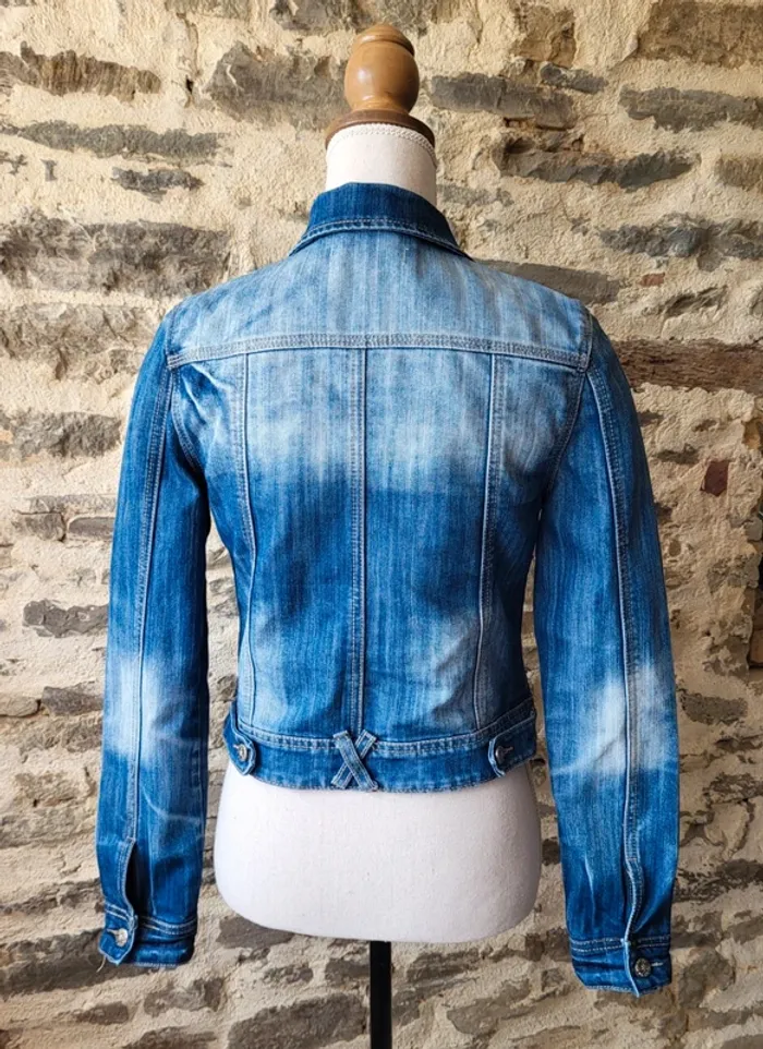 Veste en jean bleue délavée Revers Taille 34 - photo numéro 6