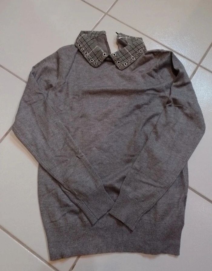 Pull femme col claudine gris - photo numéro 9