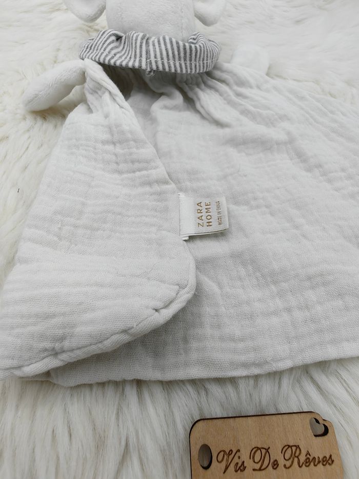 Doudou Lange semi plat Souris Blanc col rayé gris Zara Home - photo numéro 6