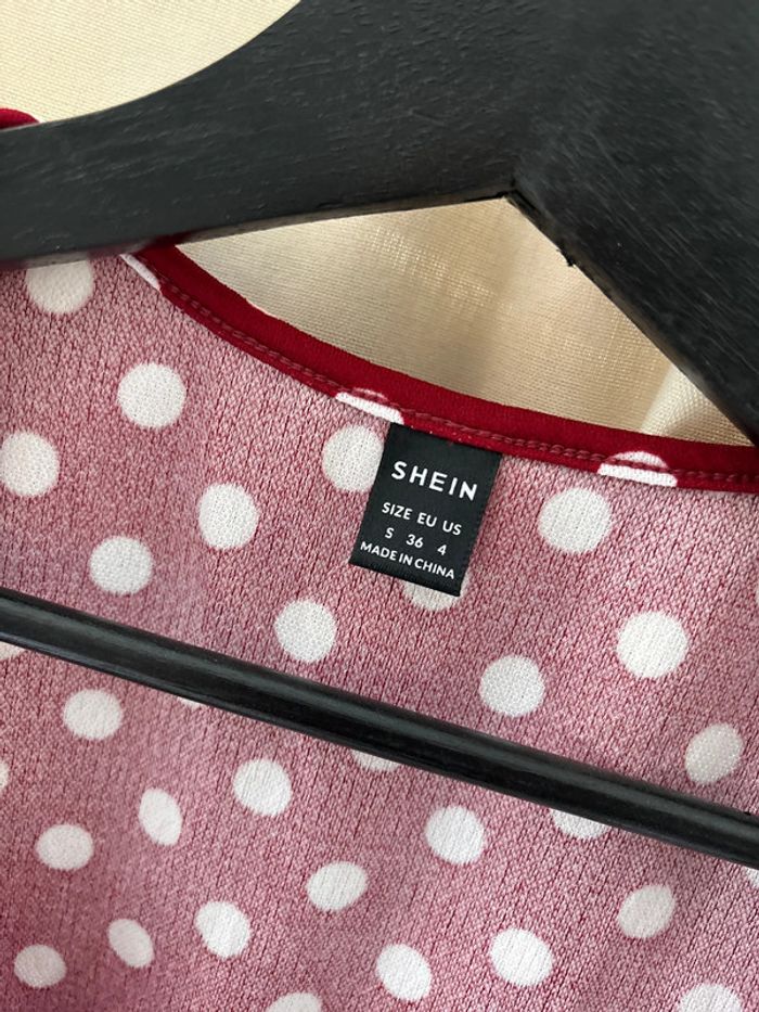 Robe longue rouge à pois blancs Shein - photo numéro 2