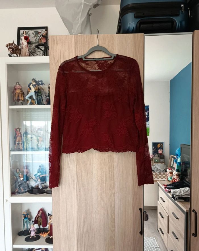 Blouse top a dentelle bordeaux FB sister - Taille M 38
