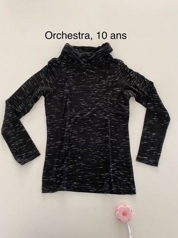 Tee shirt col noir chiné 10 ans