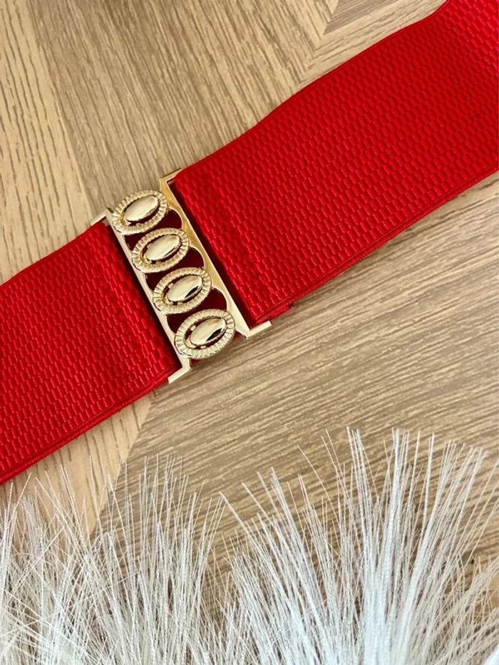 Superbe ceinture large rouge et doré taille ajustable neuf - photo numéro 2