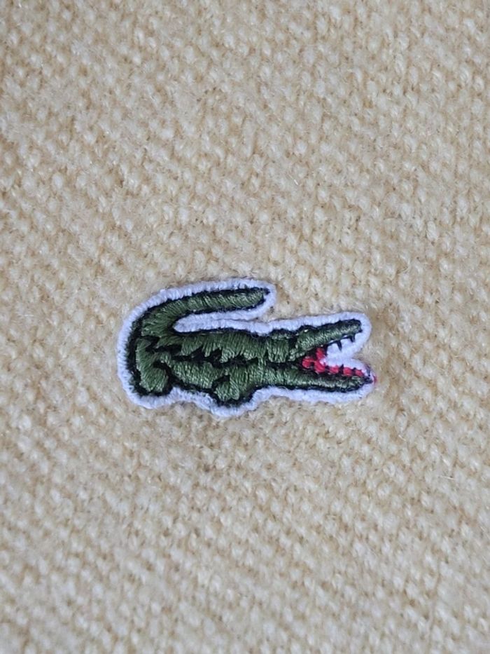 Pull Lacoste Vintage Col V | Jaune Citron | 100% Coton | Taille M Femme - photo numéro 3