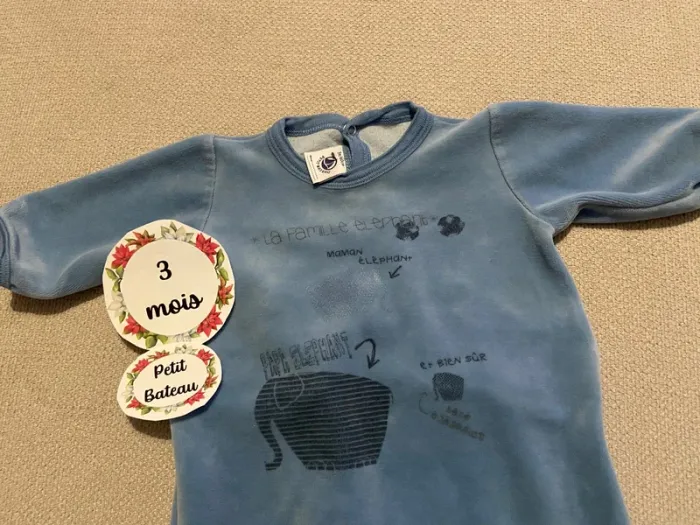Pyjama petit bateau chaud velours 3 mois - photo numéro 5