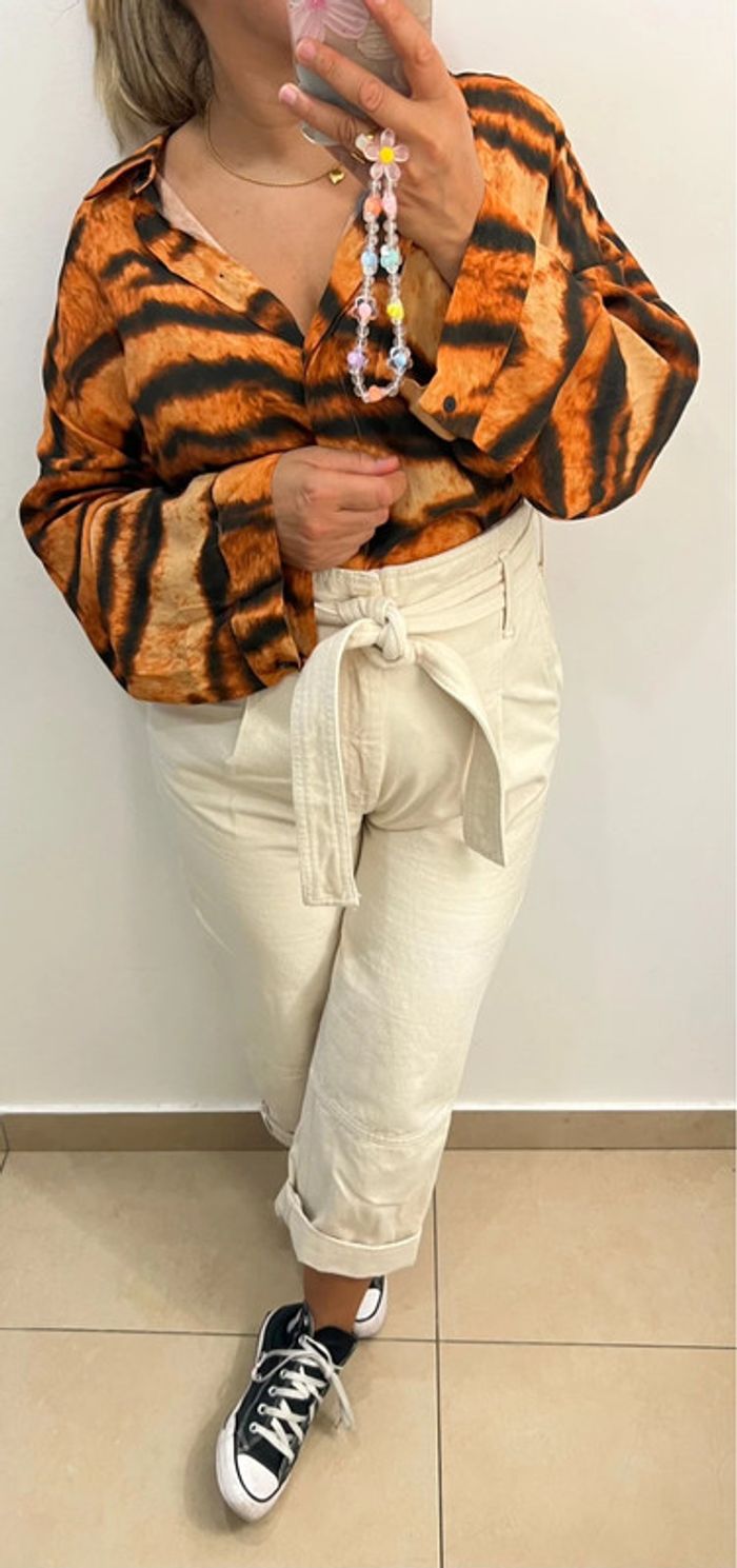 Chemise Large Mango Imprimée Zébré Taille L’ - photo numéro 3