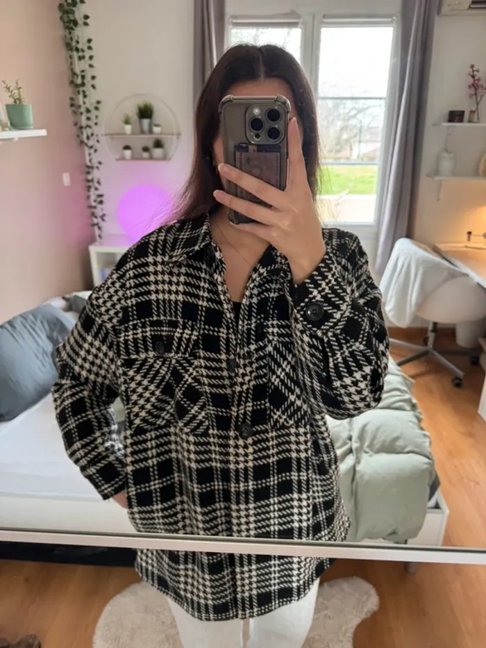 Veste longue carreaux oversize - photo numéro 5