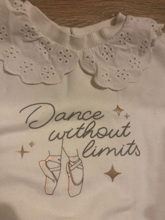 5/6 ans - pull sweat coton col broderie anglaise danse classique - photo numéro 2