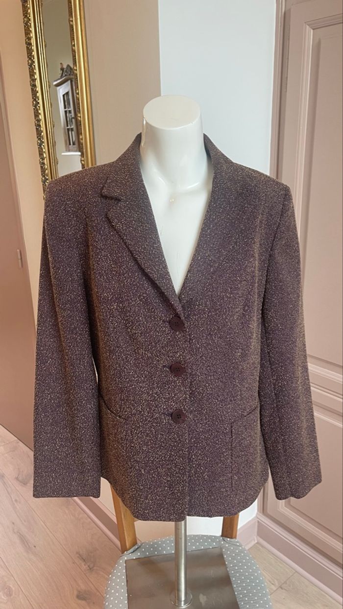 Veste courte violette mouchetée beige - photo numéro 9