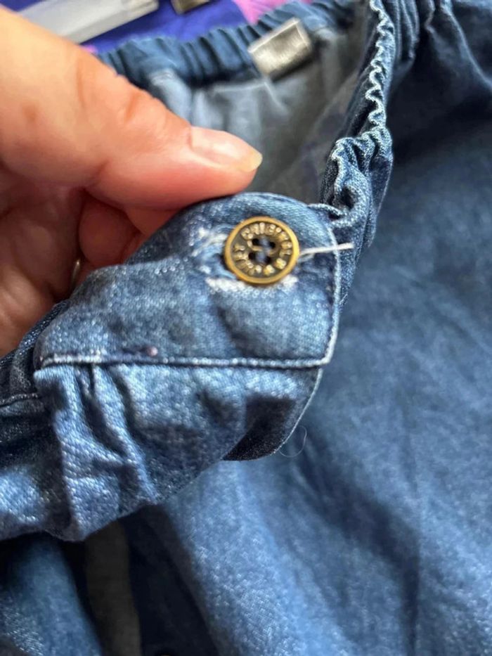 Jupe en jeans brodée fleurie taille 54-56• - photo numéro 7