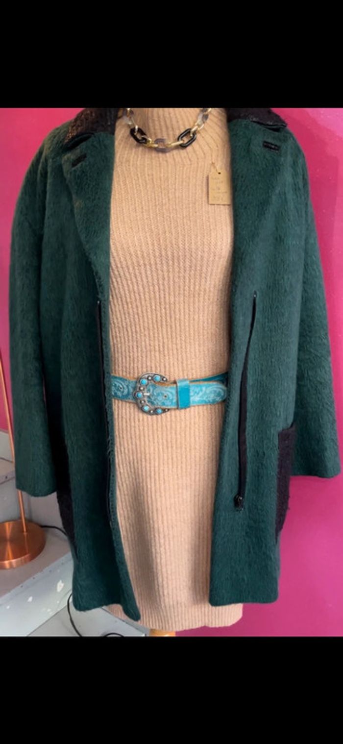 Manteau Kookaï taille 40 vert et noir excellent état - photo numéro 2