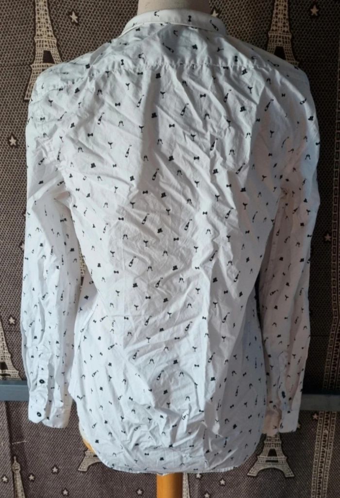 Chemise blanche à motifs noir 🥂🍾 taille M Slim fit - photo numéro 5