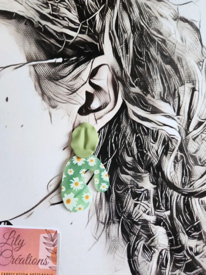 Boucles d'oreilles vert/menthe LC304 - photo numéro 2