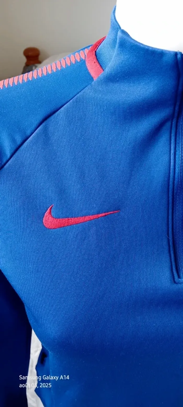 Sweat col zippé manches longues football As Roma nike bleu garçon 10/12 ans nike - photo numéro 10