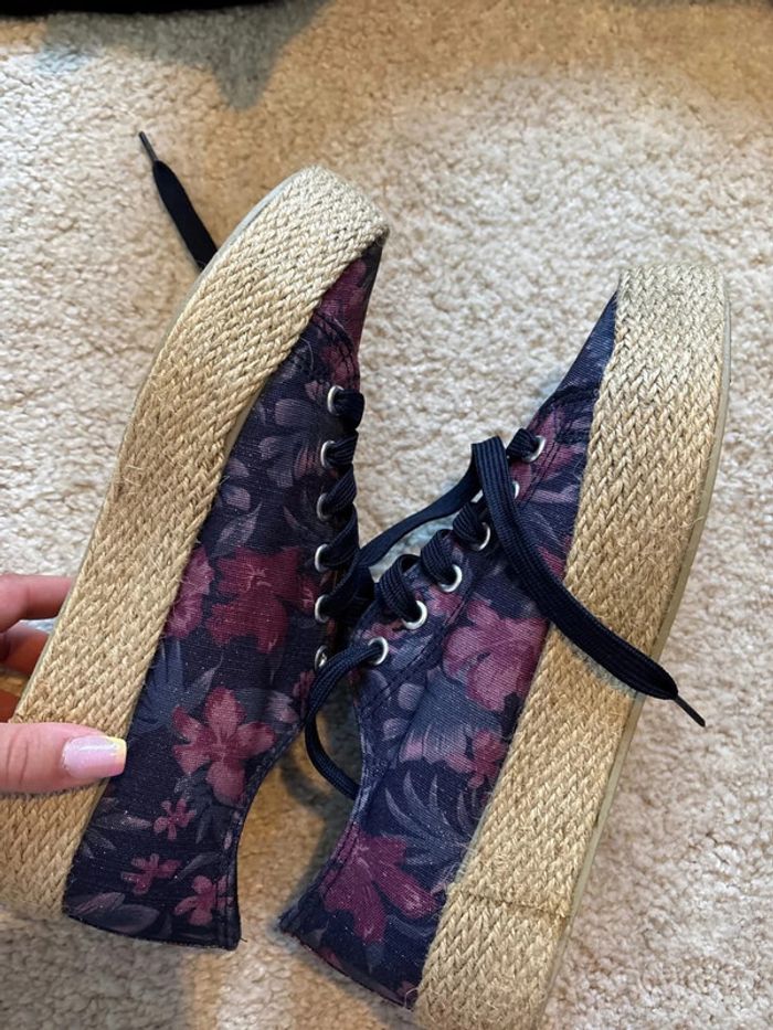 Chaussures rose violettes avec plate-forme osier taille 39 - photo numéro 4