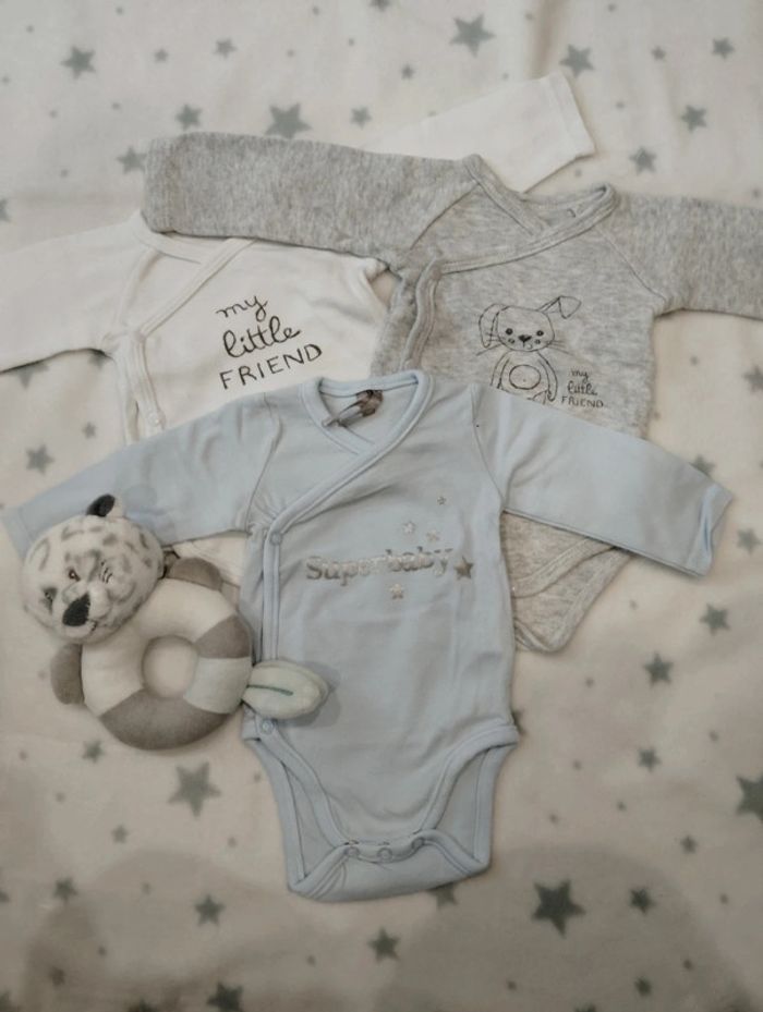 Lot de 3 bodies Cache cœur pour "mini baby"