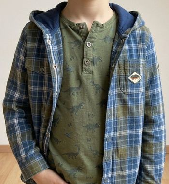 Ensemble Sergent Major – Surchemise à capuche & T‑shirt dinosaures – 8 ans (128 cm)