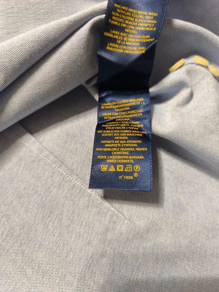 Chemise Manches longues - Custom Fit - Ralph Lauren - Logo brodé premium - Bleu clair - Taille M - photo numéro 10