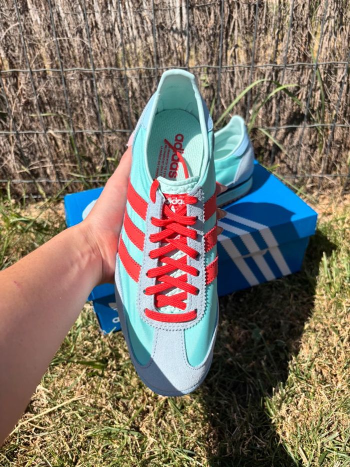 Baskets Basses adidas SL 72 -Bleu turquoise Rouge Magma - Taille 39 1/3 - photo numéro 2