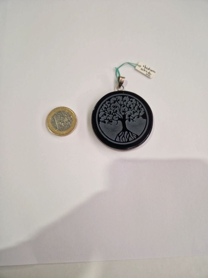 Pendentif obsidienne noire arbre de vie