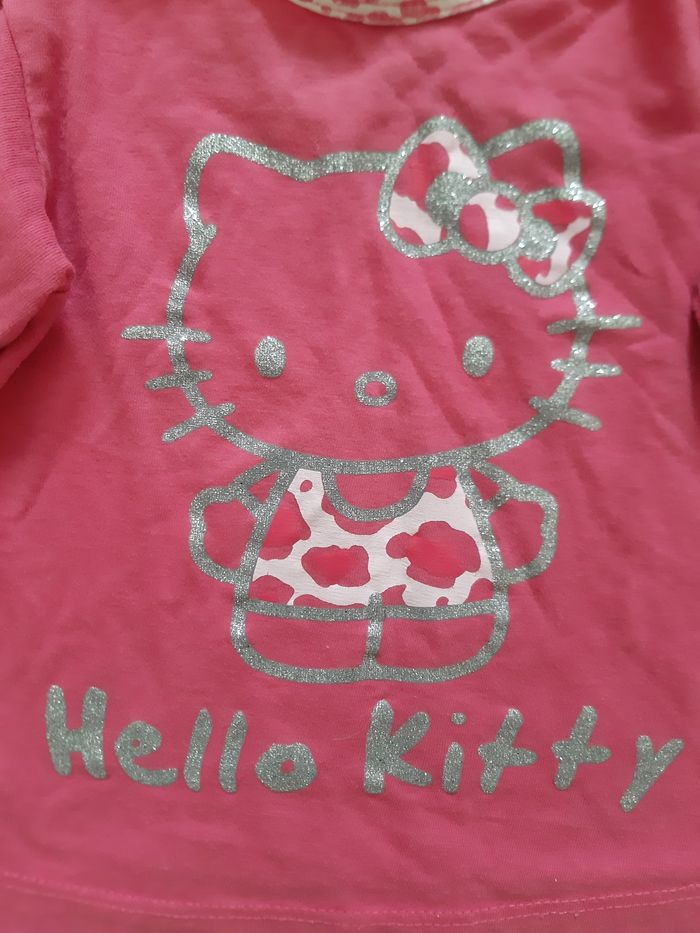 2 tee-shirts manches longues fille blanc et fuschia - Hello Kitty - 6 mois - photo numéro 3
