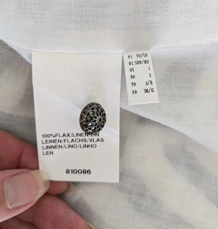 Robe d'été 100% lin blanche et marine - Initiative - taille 46 - photo numéro 6
