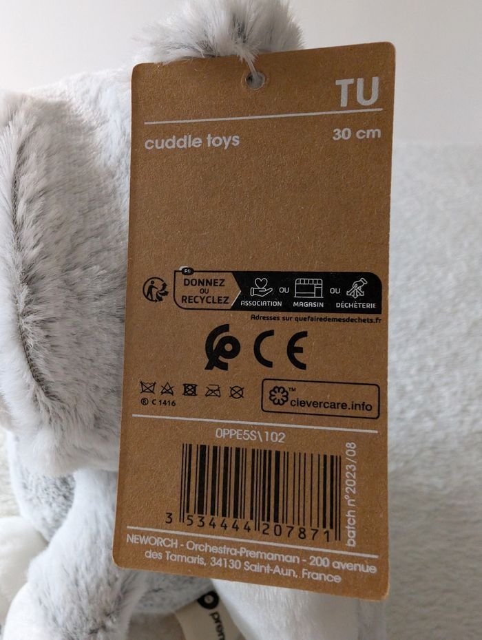 Peluche musicale Lapin Gris Blanc - photo numéro 6