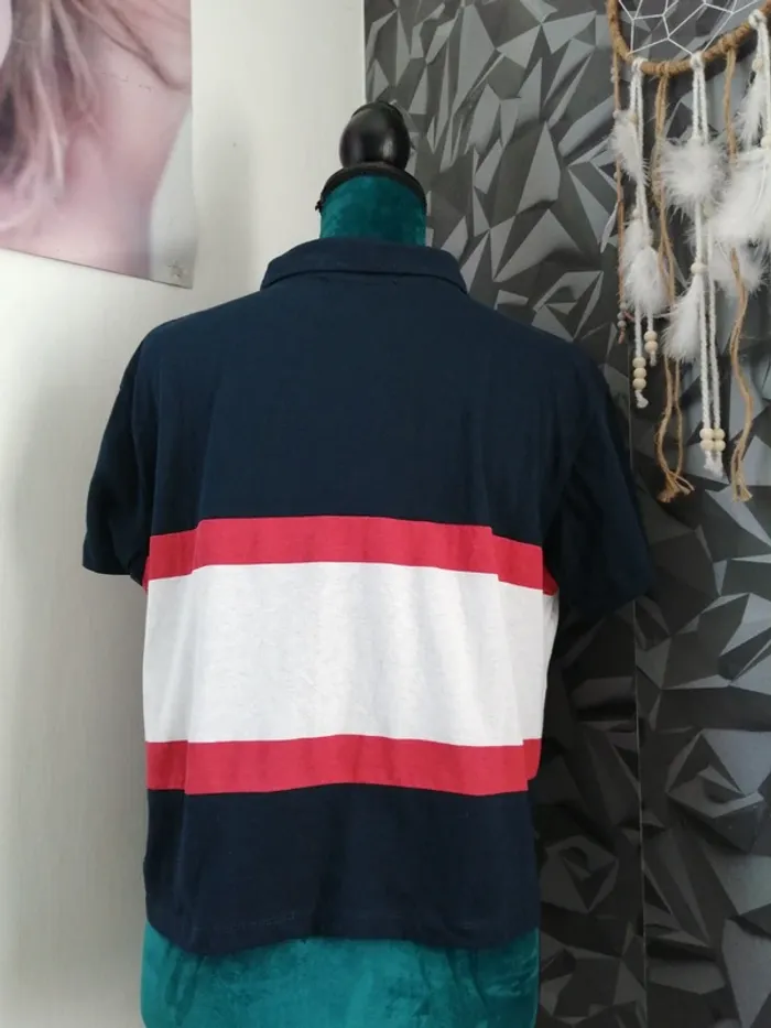 Polo bleu blanc rouge à message / terranova / (M) - photo numéro 2
