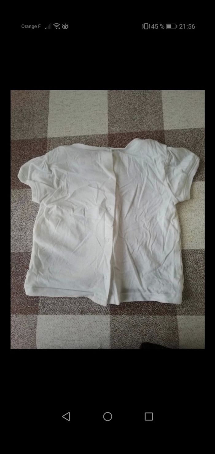 Tee shirt blanc manches courtes 12 mois canari Baby - photo numéro 3