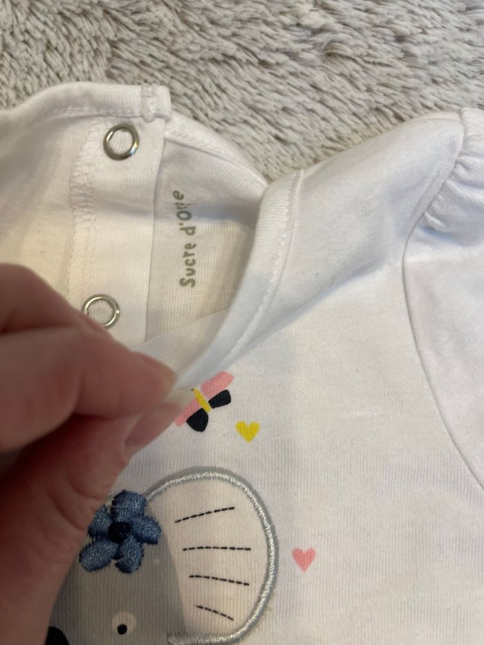 Ensemble short en jeans cœur blanc et teeshirt - Sucre d’orge - photo numéro 5