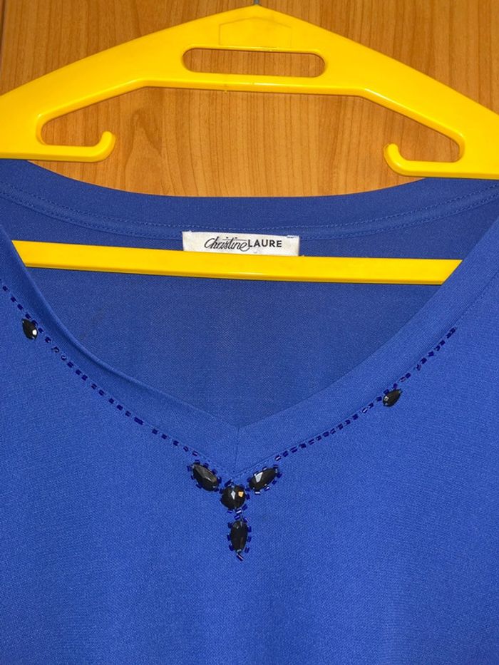 Blouse bleu marine manches longues Christine Laure T4 - photo numéro 4