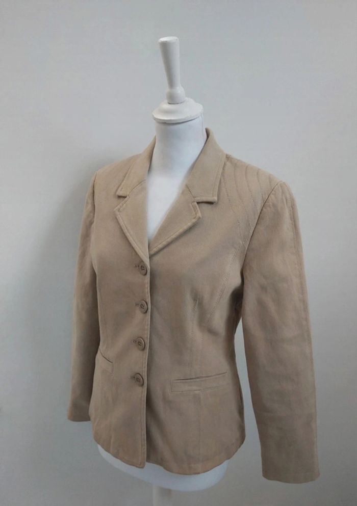 Blazer veste de tailleur beige taille 36 Bleu de Sym - photo numéro 2