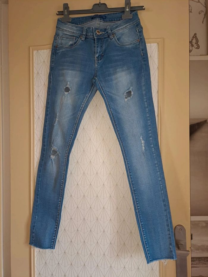 Jean femme slim 36 sd jeans effet used tbe - photo numéro 5