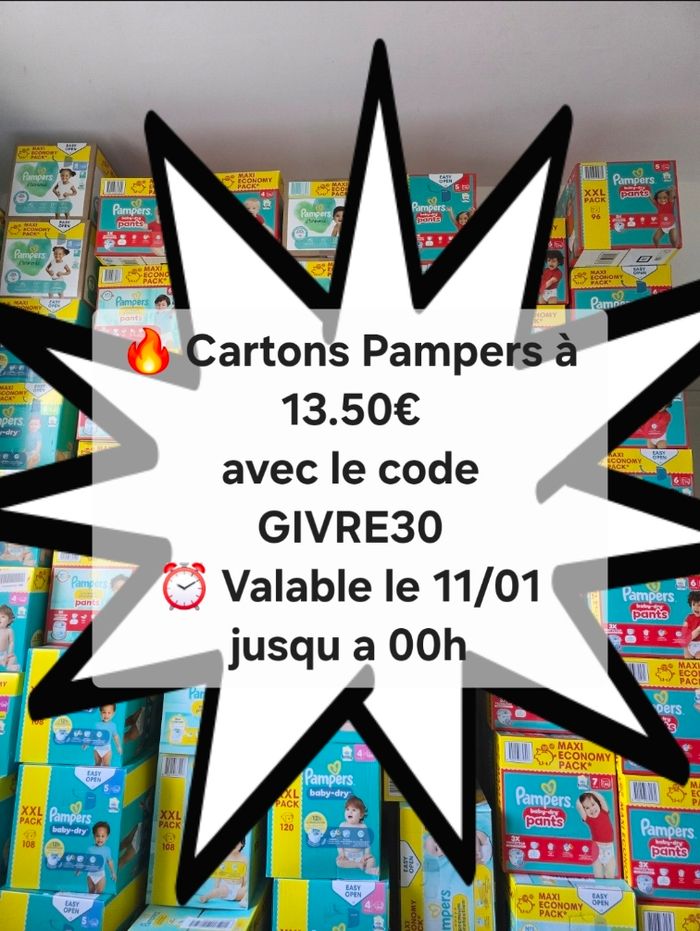 🔥 Pampers à prix choc (13.5€) — Happy Hours -30% !