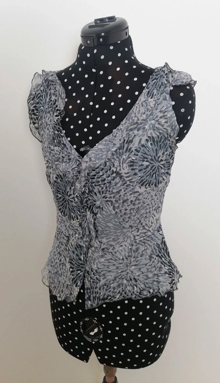 Chemisier / top en soie gris Taille S 1.2.3 - photo numéro 8