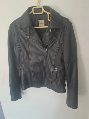 Veste en cuir véritable (agneau) noir ForestLand Taille 44